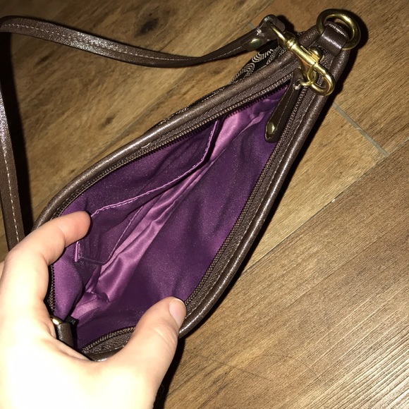 Coach Brown&Gold Wristlet - Picture 2 of 8